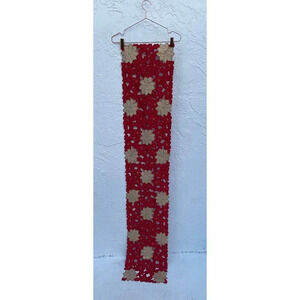 Bella Lux Fine Lining Table Runner Embroidered Christmas Decor Red 67x12.5